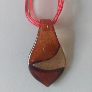 Set 2 collane ciondolo  vetro foglia stile Murano