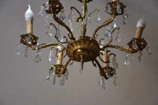 Antigua lámpara de bronce y cristal