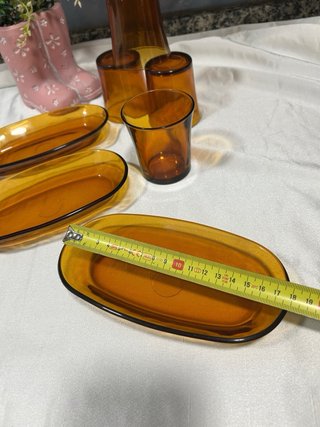 3 Bandejas Esparragueras + 4 Vasos Cristal Ámbar
