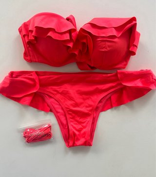 Bikini Volantes Coral Oysho Talla S