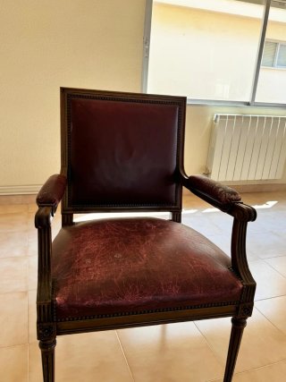 2 Sillas de Oficina Piel y Madera