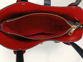 Bolso Piel Italiano Negro con Rojo
