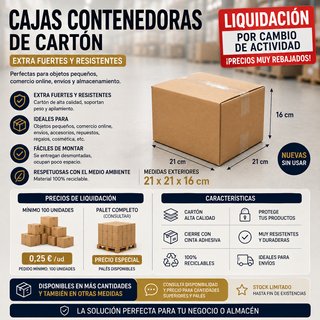 Cajas de cartón 21x21x16 cm (Nuevas)
