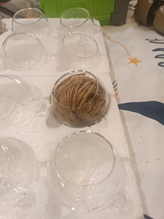 24 Bolas Cristal Decoración Cuerda Yute