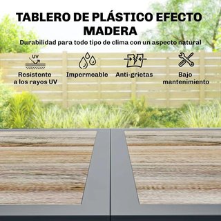 Mesa Jardín Exterior Plástico PSPC Gris Terraza