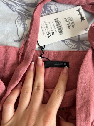 Vestido midi ramio rosa