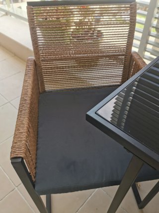 Mesa de jardín cristal y metal