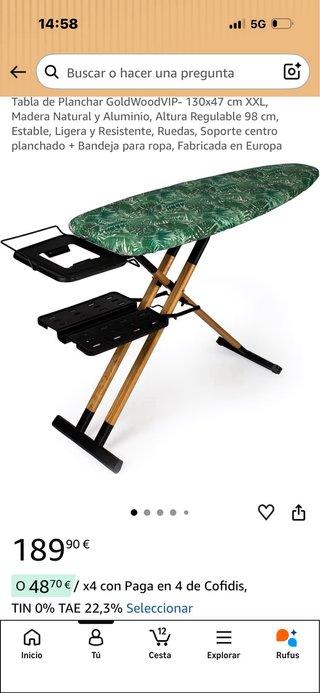 Tabla de Planchar GoldWoodVIP XXL profesional