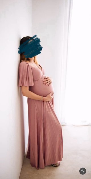 Vestido largo rosa plisado