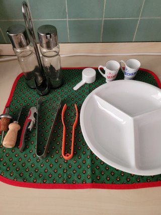 Set Oggetti Cucina Vetro Metallo Legno