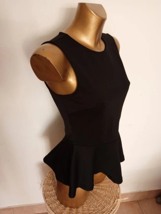 Maglia donna con peplo poliestere nero S