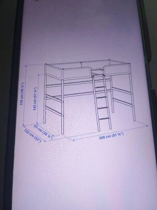 Cama alta metálica Ikea gris Modelo tuffing