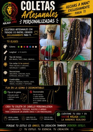 Coletas Artesanales Personalizadas Rastas Málaga L
