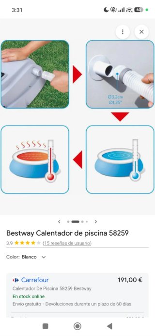 Calentador eléctrico Bestway Flowclear