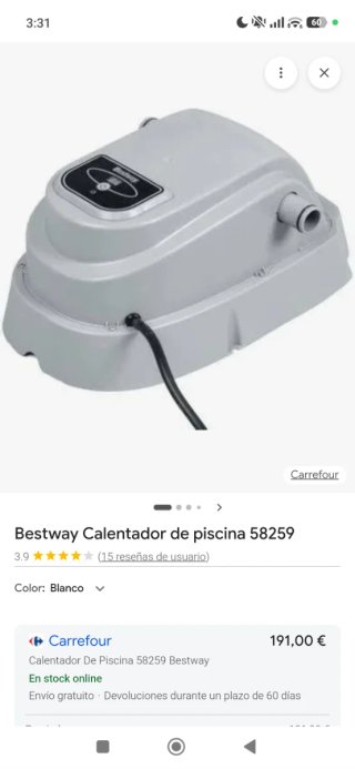 Calentador eléctrico Bestway Flowclear