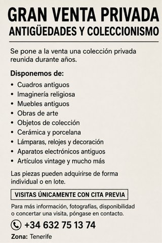 Gran Venta Privada: Antigüedades y Coleccionismo