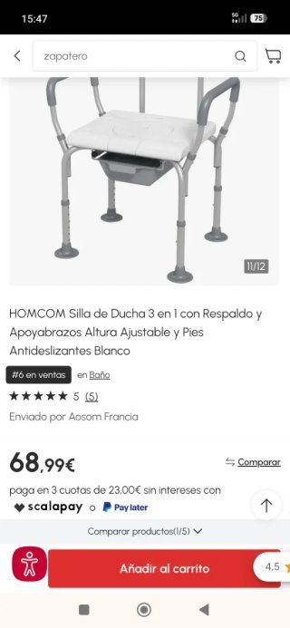 Silla de Ducha HOMCOM 3 en 1