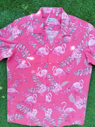 Camisa estampada Flamingo Rosa Hawaiana