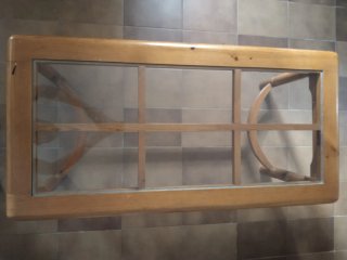 Mesa baja madera y cristal salón