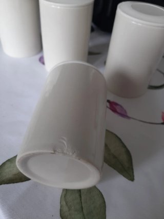 8 vasos cerámica con tapa para yogurt