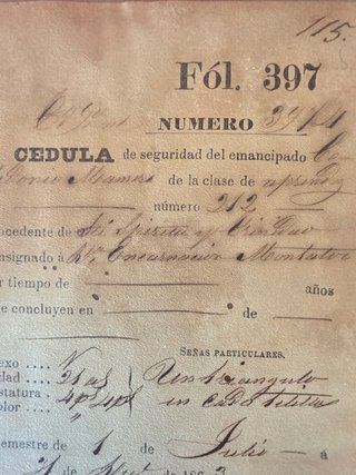 Documento esclavitud 1863 España Cédula emancipado