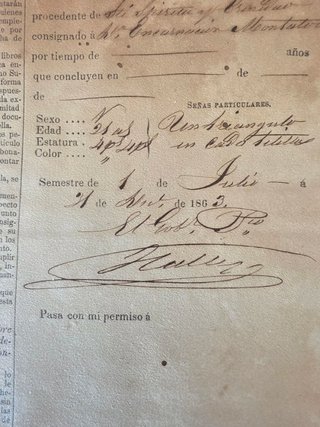Documento esclavitud 1863 España Cédula emancipado
