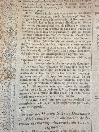 Documento esclavitud 1863 España Cédula emancipado