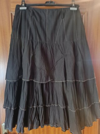 Falda Negra Boho Algodón T40 Volantes