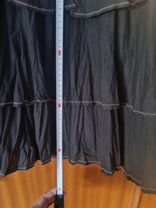 Falda Negra Boho Algodón T40 Volantes