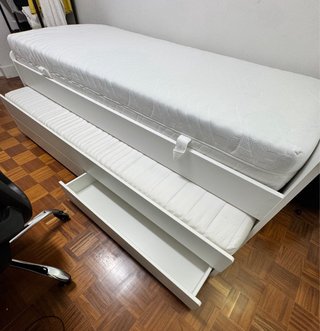 Cama IKEA SLÄKT 90x200 + Cama Extra + 2 Colchones