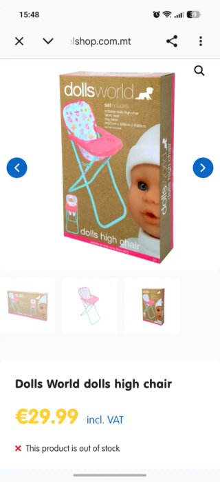 Trona Plegable Muñecas Dolls World. Nueva