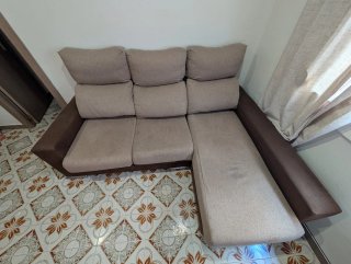 Sofá Chaise Longue Gris 3 Plazas