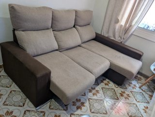 Sofá Chaise Longue Gris 3 Plazas