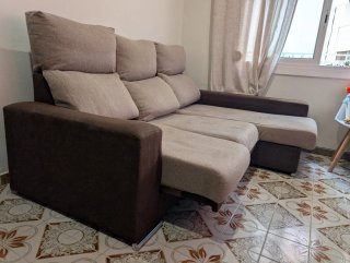 Sofá Chaise Longue Gris 3 Plazas
