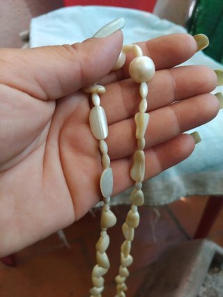 Collar de perlas y conchas