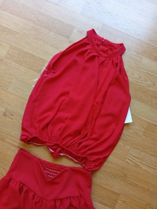 Conjunto top y pantalón bombacho rojo