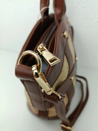 Bolso Rafia y Eco Cuero Bandolera Mano