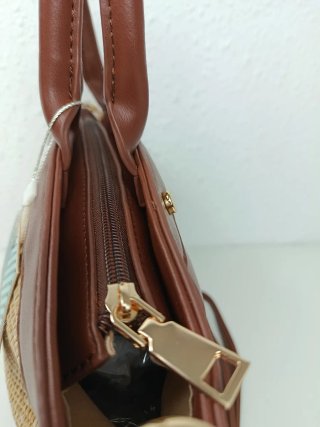 Bolso Rafia y Eco Cuero Bandolera Mano