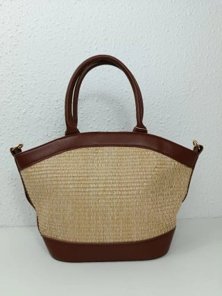 Bolso Rafia y Eco Cuero Bandolera Mano