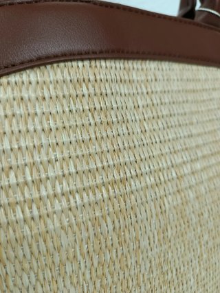 Bolso Rafia y Eco Cuero Bandolera Mano