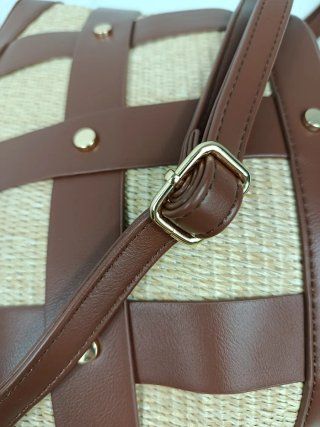 Bolso Rafia y Eco Cuero Bandolera Mano