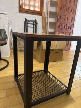 Mesa auxiliar industrial madera y metal