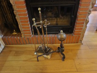 Juego de chimenea vintage metal dorado