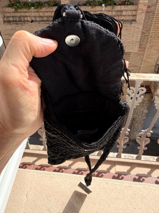 Bolso Macramé Negro Zara