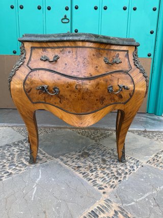 Cómoda Luis XV Bombe Mármol y Madera