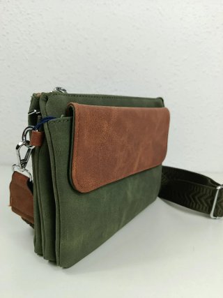 Bandolera Unisex Verde Multibolsillo