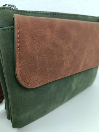 Bandolera Unisex Verde Multibolsillo
