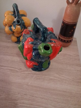 3 Botijos Cerámica: Vegetales y Estilo 70s