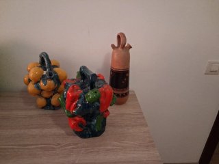 3 Botijos Cerámica: Vegetales y Estilo 70s