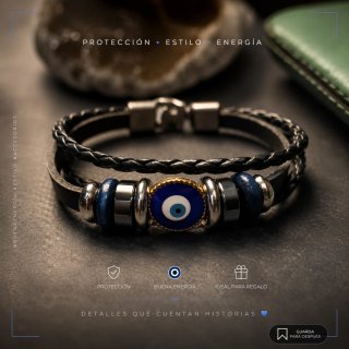 Pulsera de cuero con ojo turco